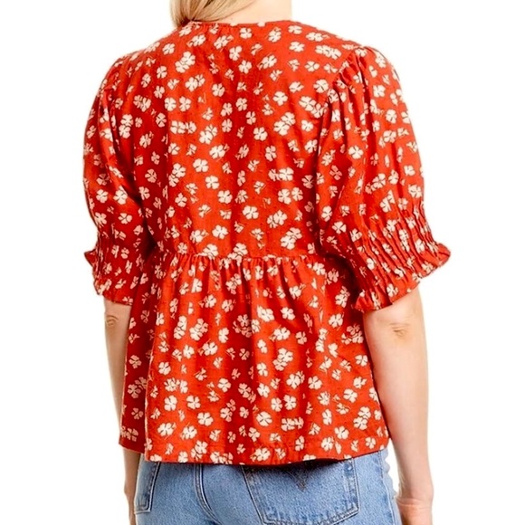 Madewell Floral Swiss Dot Puff Sleeve Top Sz. XXL - Picture 4 of 8